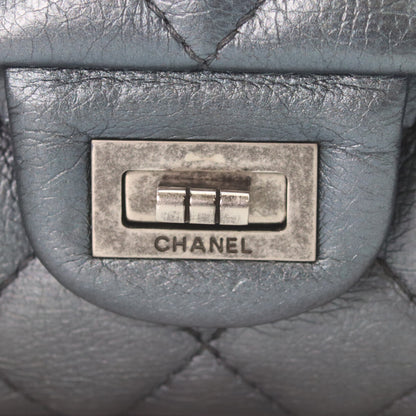 CHANEL シャネル 21番 A37587 ガンメタリック ブルーグレー ヴィンテージカーフ シルバー金具 マトラッセ 2.55ラージ チェーンショルダー ショルダーバッグ