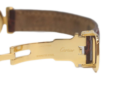 Cartier カルティエ 00s W1011554 925 マストコリゼヴェルメイユSM 白抜きローマ文字盤 革 QZ 腕時計