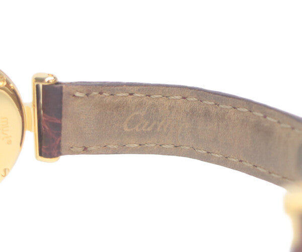 Cartier カルティエ 00s W1011554 925 マストコリゼヴェルメイユSM 白抜きローマ文字盤 革 QZ 腕時計