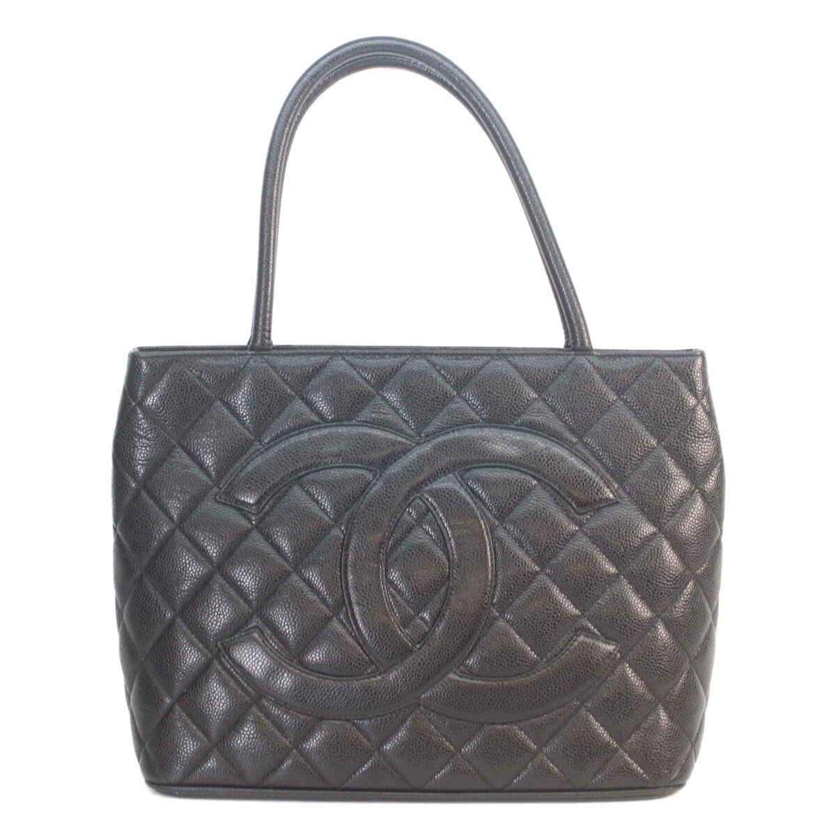 CHANEL シャネル 6番 A01804 黒 キャビア シルバー金具 復刻トート トートバッグ