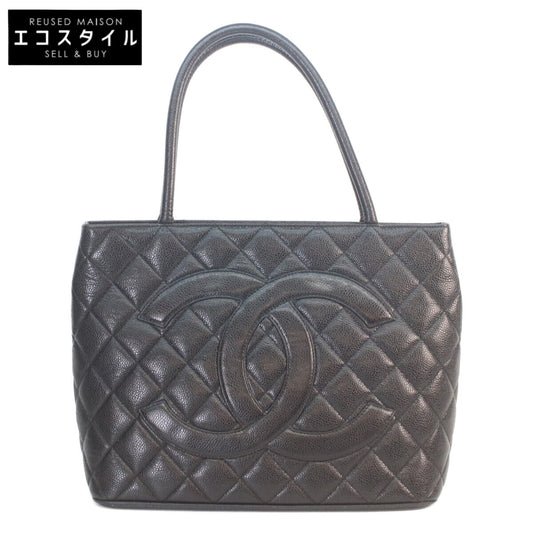 CHANEL シャネル 6番 A01804 黒 キャビア シルバー金具 復刻トート トートバッグ