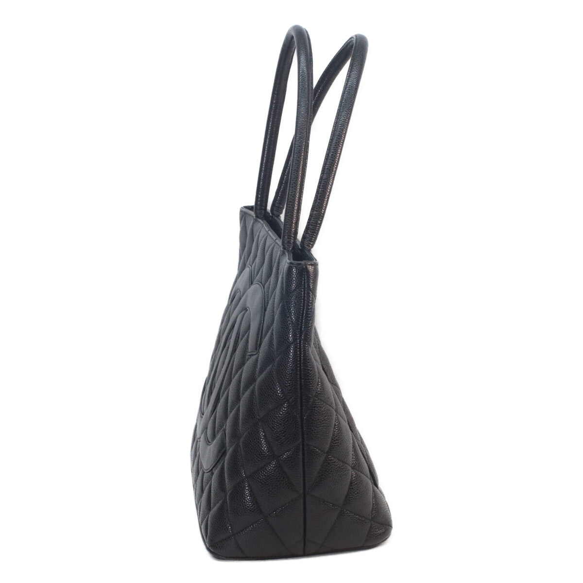 CHANEL シャネル 6番 A01804 黒 キャビア シルバー金具 復刻トート CHANEL シャネル 6番 A01804 黒 キャビア シルバー金具 復刻トート