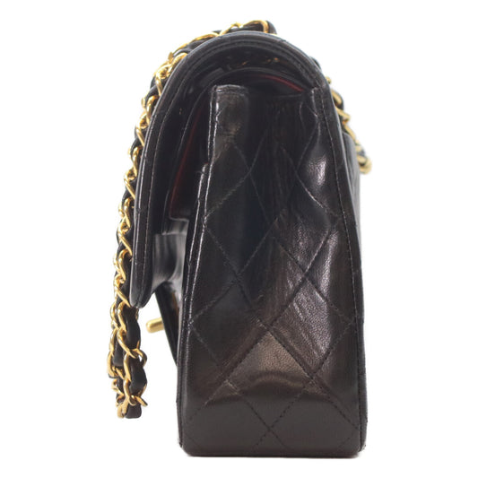 CHANEL 9 A01112 Black Lambskin Gold Hardware Matelasse 25 Shoulder Bag