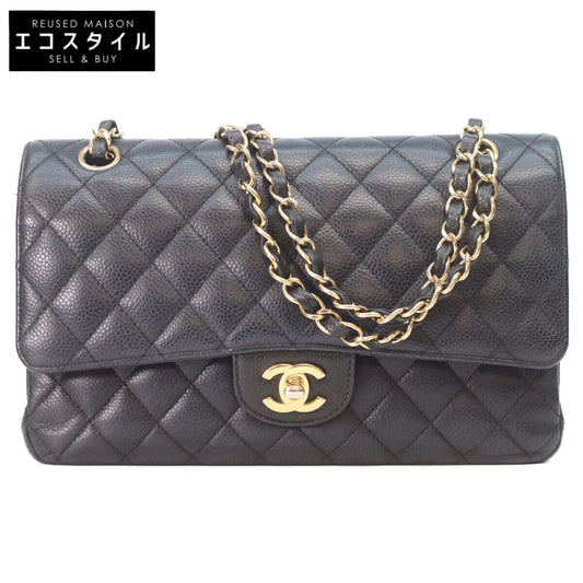 CHANEL Chanel 27 A01112 Black Caviar Gold Hardware Matelasse 25 Shoulder Bag