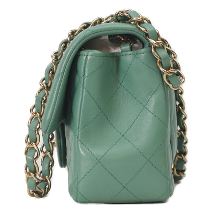 CHANEL A69900 Emerald Green Lambskin Gold Hardware Mini Matelasse 20 Shoulder Bag
