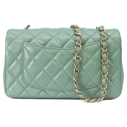 CHANEL A69900 Emerald Green Lambskin Gold Hardware Mini Matelasse 20 Shoulder Bag