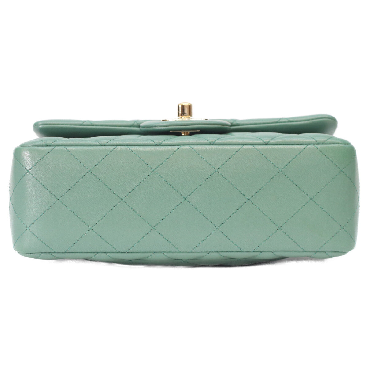 CHANEL A69900 Emerald Green Lambskin Gold Hardware Mini Matelasse 20 Shoulder Bag