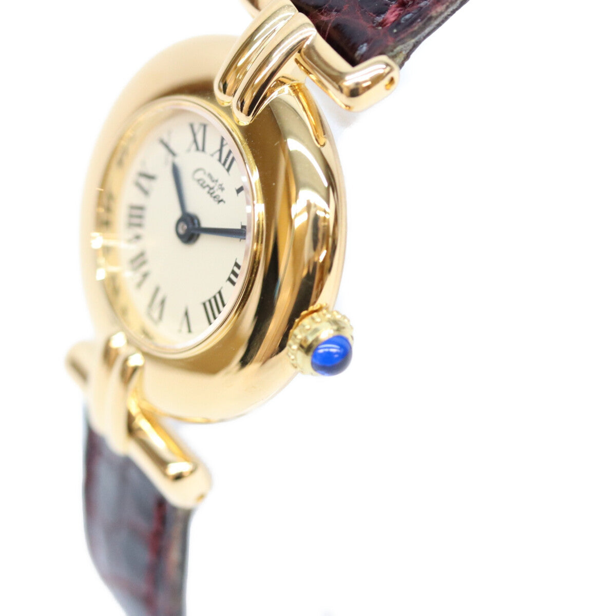 Cartier カルティエ 95年 W1000654 925 マストコリゼヴェルメイユSM アイボリー文字盤 QZ 革 腕時計