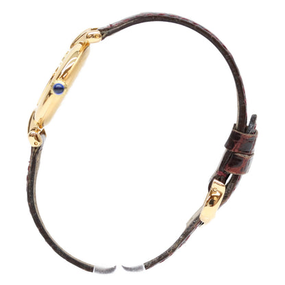 Cartier カルティエ 95年 W1000654 925 マストコリゼヴェルメイユSM アイボリー文字盤 QZ 革 腕時計