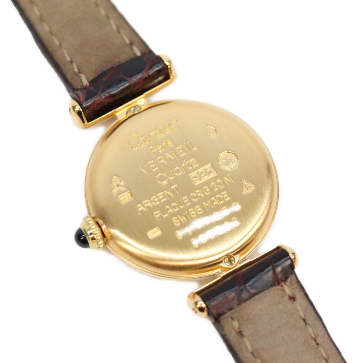 Cartier カルティエ 95年 W1000654 925 マストコリゼヴェルメイユSM アイボリー文字盤 QZ 革 腕時計