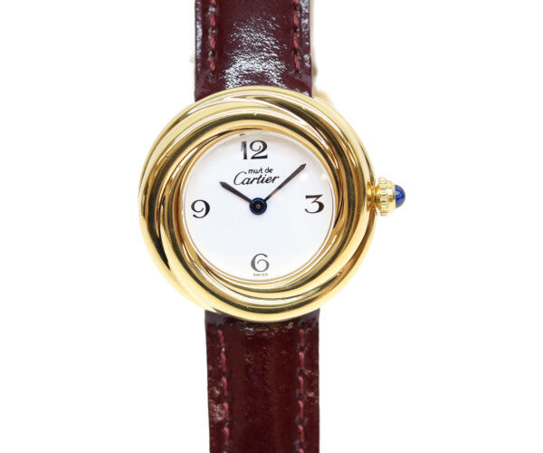 Cartier カルティエ W1010744 925 マストトリニティヴェルメイユSM 飛びアラビアホワイト文字盤 QZ 腕時計