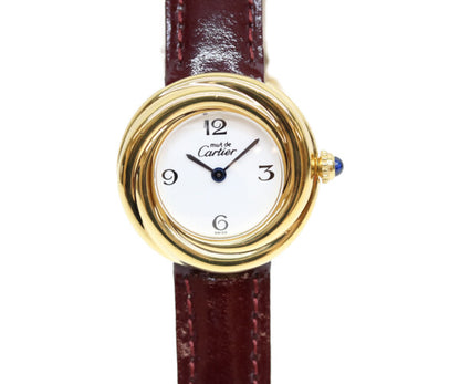Cartier カルティエ W1010744 925 マストトリニティヴェルメイユSM 飛びアラビアホワイト文字盤 QZ 腕時計