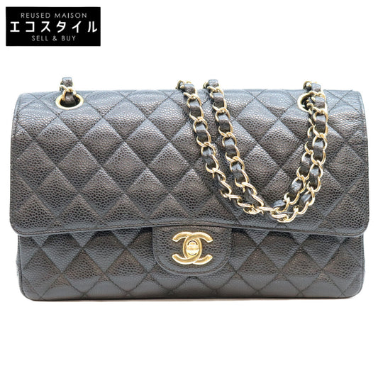 CHANEL シャネル 19番 A01112 黒 キャビア ゴールド金具 マトラッセ25 ショルダーバッグ