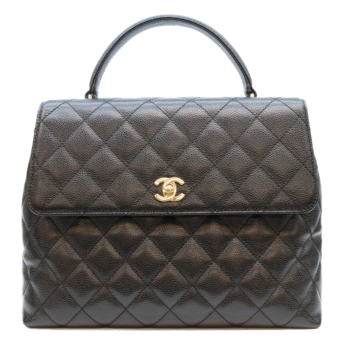 CHANEL No. 8 A12397 Black Caviar Top-Handle Bag Handbag