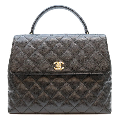 CHANEL No. 8 A12397 Black Caviar Top-Handle Bag Handbag