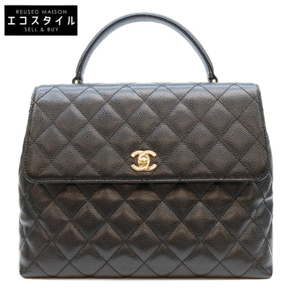 CHANEL No. 8 A12397 Black Caviar Top-Handle Bag Handbag