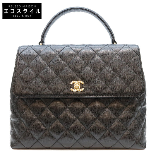 CHANEL シャネル 8番 A12397 黒 キャビア トップハンドルバッグ ハンドバッグ
