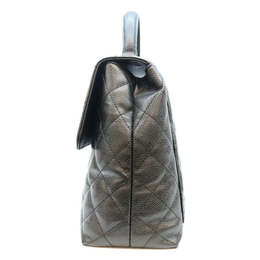 CHANEL シャネル 8番 A12397 黒 キャビア トップハンドルバッグ ハンドバッグ