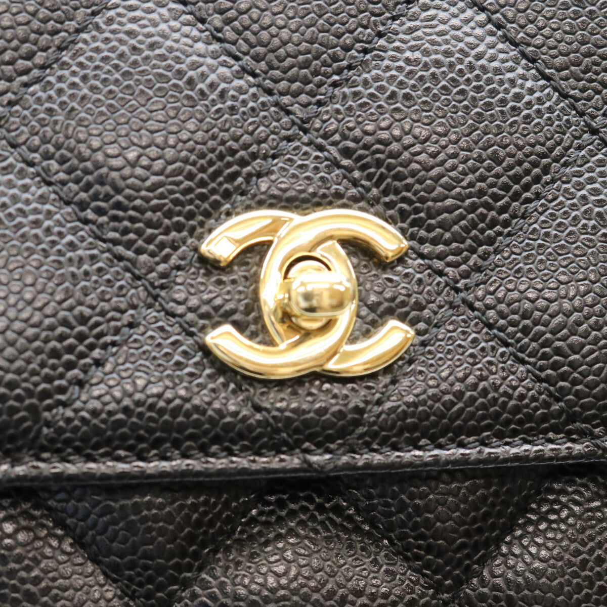 CHANEL No. 8 A12397 Black Caviar Top-Handle Bag Handbag
