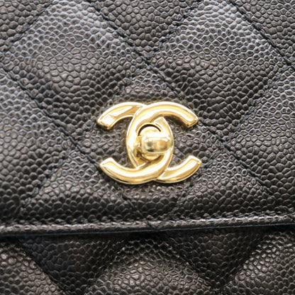 CHANEL No. 8 A12397 Black Caviar Top-Handle Bag Handbag