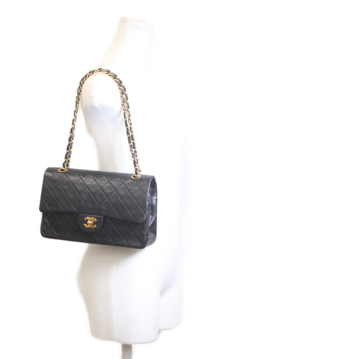 CHANEL シャネル 1番 A01112 黒 ラム ゴールド金具 マトラッセ25 ショルダーバッグ