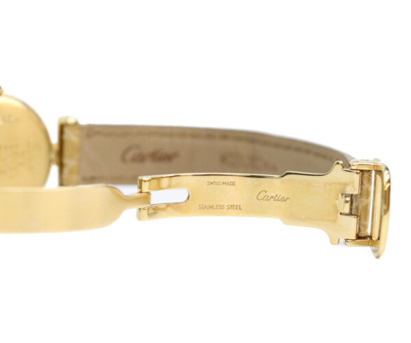 Cartier カルティエ 94年 W1000654 925 マストコリゼヴェルメイユSM ゴールド文字盤 QZ 革 腕時計