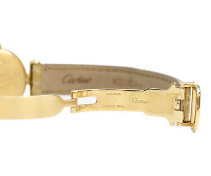 Cartier カルティエ 94年 W1000654 925 マストコリゼヴェルメイユSM ゴールド文字盤 QZ 革 腕時計