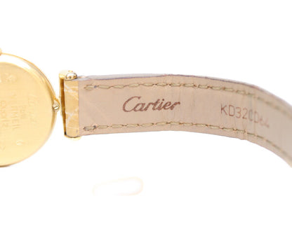 Cartier カルティエ 94年 W1000654 925 マストコリゼヴェルメイユSM ゴールド文字盤 QZ 革 腕時計