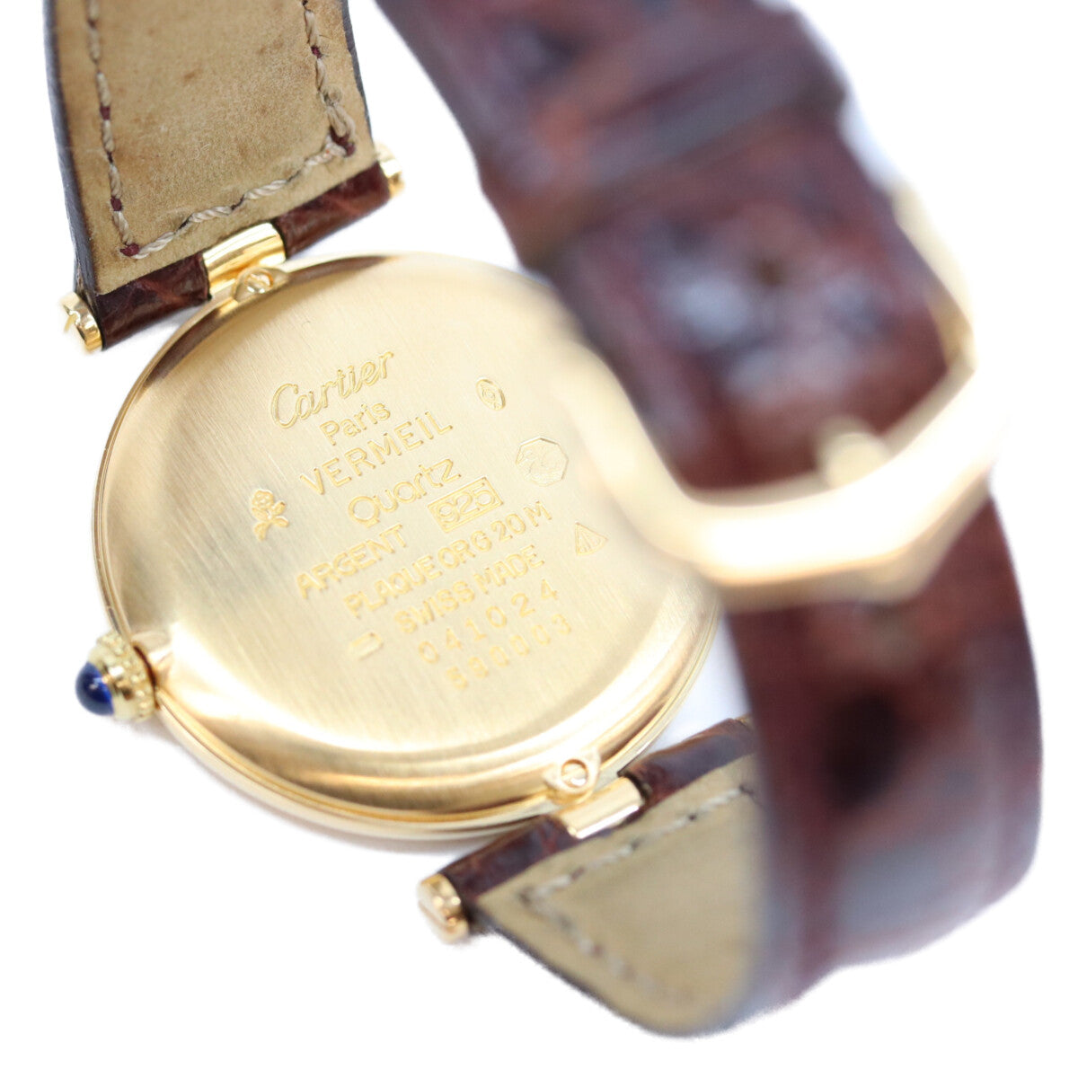 Cartier カルティエ 90s マストヴァンドームヴェルメイユLM センタートリニティ文字盤 革 QZ 腕時計