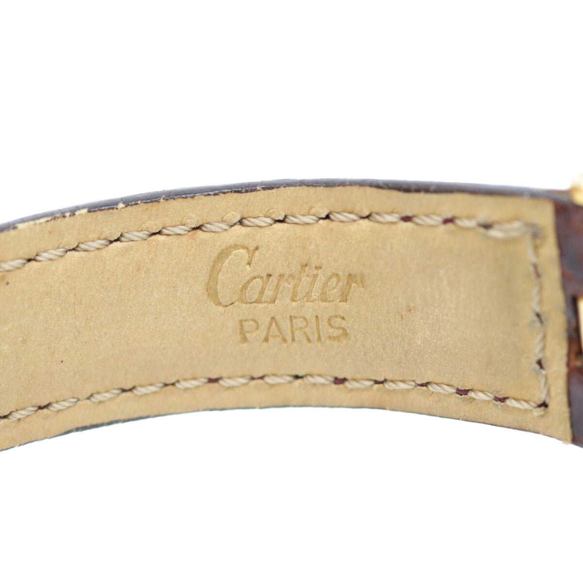 Cartier カルティエ 90s マストヴァンドームヴェルメイユLM センタートリニティ文字盤 革 QZ 腕時計