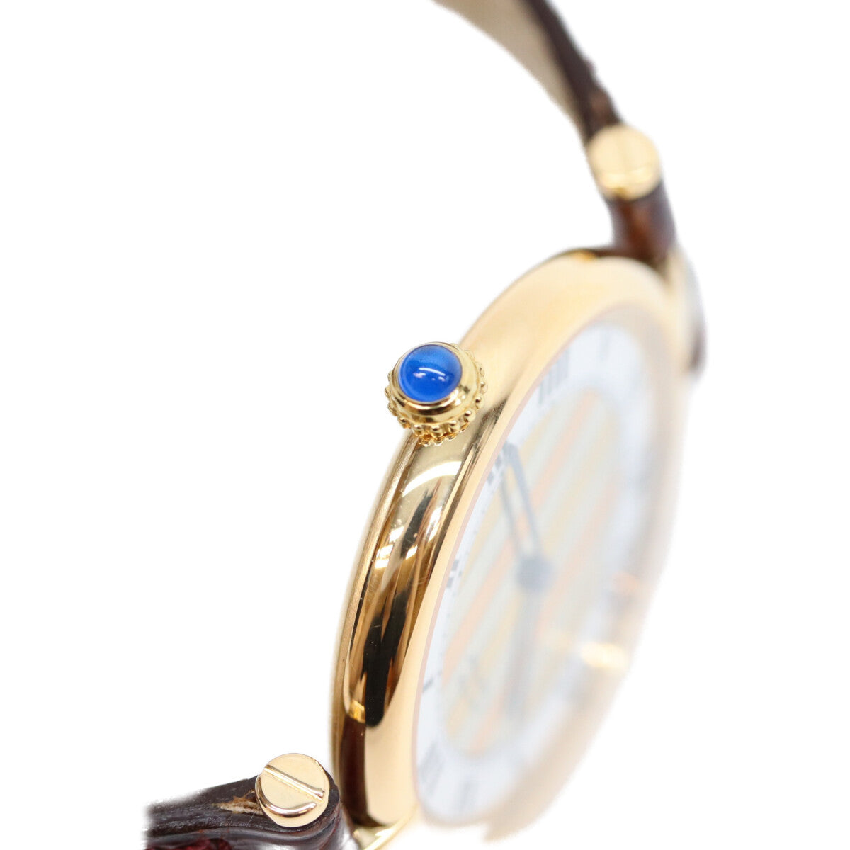Cartier カルティエ 90s マストヴァンドームヴェルメイユLM センタートリニティ文字盤 革 QZ 腕時計