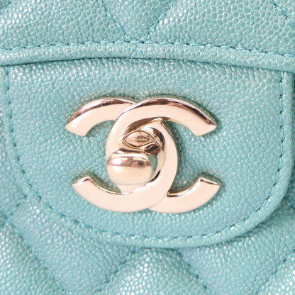 CHANEL シャネル 27番 A01113 パールグリーン キャビア ゴールド金具 マトラッセ23 ショルダーバッグ