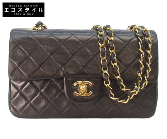 CHANEL シャネル 4番 A01113 黒ラム ゴールド金具 Wフラップ マトラッセ23 ショルダーバッグ