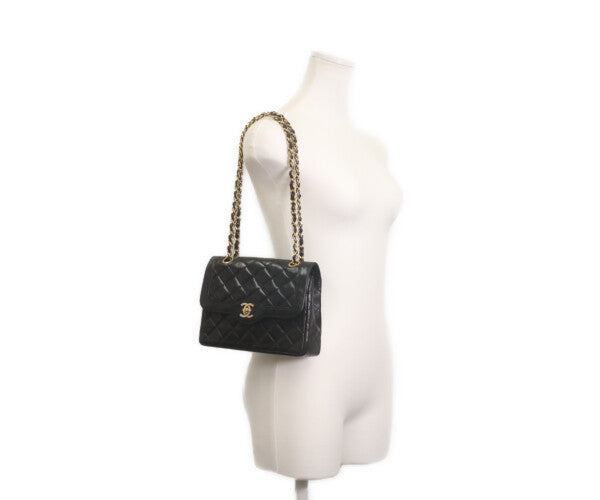CHANEL シャネル 0番 黒ラム ダブルフラップ パリ限定 ミニマトラッセ22 ショルダーバッグ