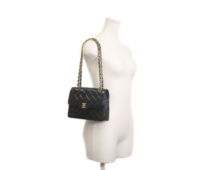 CHANEL シャネル 0番 黒ラム ダブルフラップ パリ限定 ミニマトラッセ22 ショルダーバッグ
