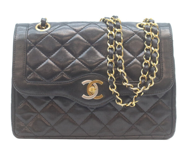 CHANEL シャネル 0番 黒ラム ダブルフラップ パリ限定 ミニマトラッセ22 ショルダーバッグ