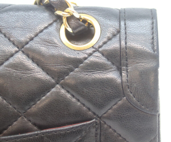 CHANEL シャネル 0番 黒ラム ダブルフラップ パリ限定 ミニマトラッセ22 ショルダーバッグ