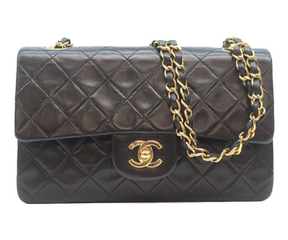 CHANEL シャネル 5番 A01113 黒ラム ゴールド金具 Wフラップ マトラッセ23 ショルダーバッグ