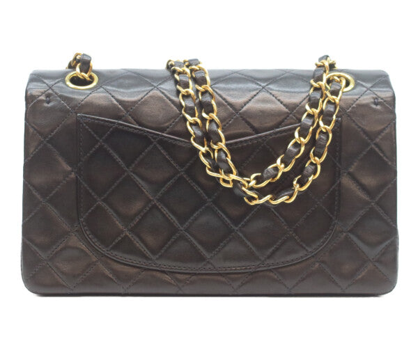 CHANEL シャネル 5番 A01113 黒ラム ゴールド金具 Wフラップ マトラッセ23 ショルダーバッグ
