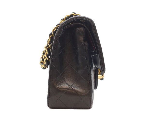 CHANEL シャネル 5番 A01113 黒ラム ゴールド金具 Wフラップ マトラッセ23 ショルダーバッグ