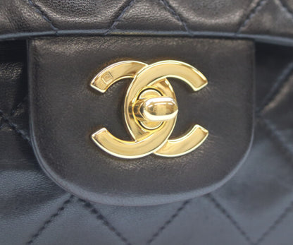 CHANEL シャネル 5番 A01113 黒ラム ゴールド金具 Wフラップ マトラッセ23 ショルダーバッグ