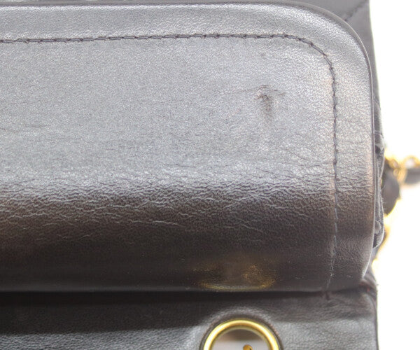 CHANEL シャネル 5番 A01113 黒ラム ゴールド金具 Wフラップ マトラッセ23 ショルダーバッグ