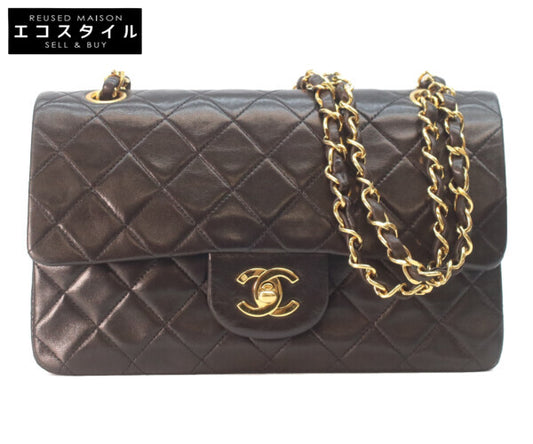 CHANEL Chanel No. 2 A01113 Black Lambskin Gold Hardware Double-Flap Matelassé 23 Shoulder Bag