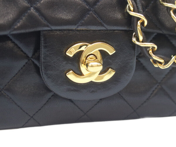 CHANEL シャネル 2番 A01113 黒ラム ゴールド金具 Wフラップ マトラッセ23 ショルダーバッグ