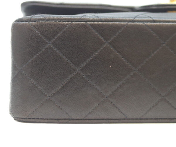 CHANEL シャネル 2番 A01113 黒ラム ゴールド金具 Wフラップ マトラッセ23 ショルダーバッグ