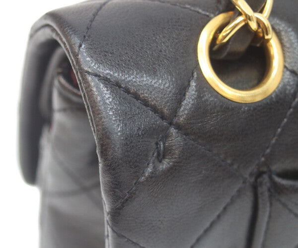 CHANEL シャネル 2番 A01113 黒ラム ゴールド金具 Wフラップ マトラッセ23 ショルダーバッグ