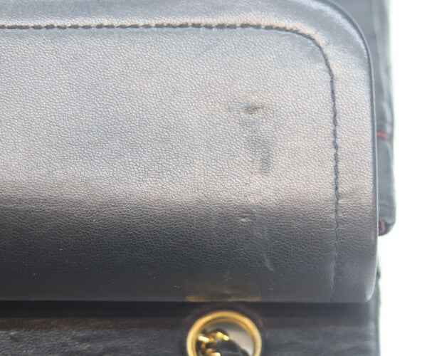 CHANEL シャネル 1番 A01112 黒ラム ゴールド金具 Wフラップ マトラッセ25 ショルダーバッグ