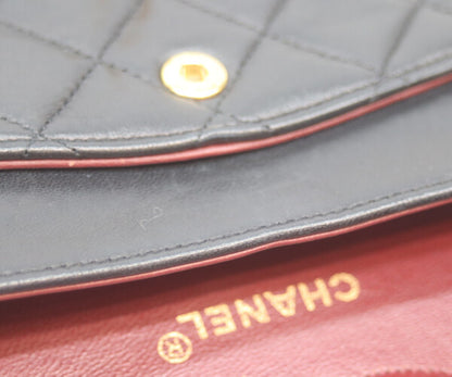 CHANEL シャネル 1番 A01112 黒ラム ゴールド金具 Wフラップ マトラッセ25 ショルダーバッグ