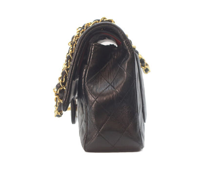 CHANEL シャネル 1番 A01112 黒ラム ゴールド金具 Wフラップ マトラッセ25 ショルダーバッグ
