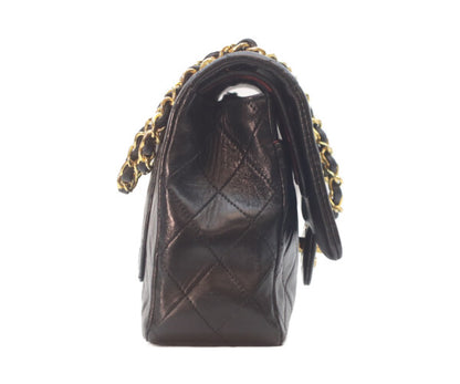CHANEL シャネル 1番 A01112 黒ラム ゴールド金具 Wフラップ マトラッセ25 ショルダーバッグ